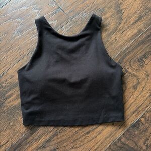 MTA Sport Black Cropped High-Neck Tank